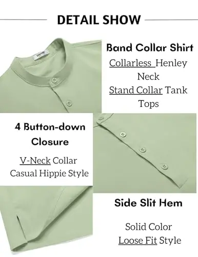 COOFANDY Sleeveless Beach Shirts for Men Summer Tank Shirts Casual Henley Tank Top - 3