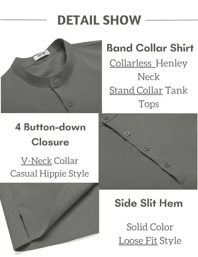 COOFANDY Sleeveless Beach Shirts for Men Summer Tank Shirts Casual Henley Tank Top - 5