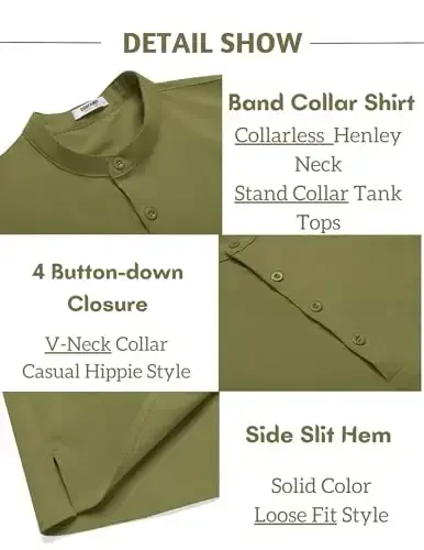 COOFANDY Sleeveless Beach Shirts for Men Summer Tank Shirts Casual Henley Tank Top - 6