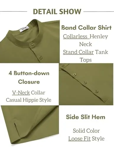 COOFANDY Sleeveless Beach Shirts for Men Summer Tank Shirts Casual Henley Tank Top - 6