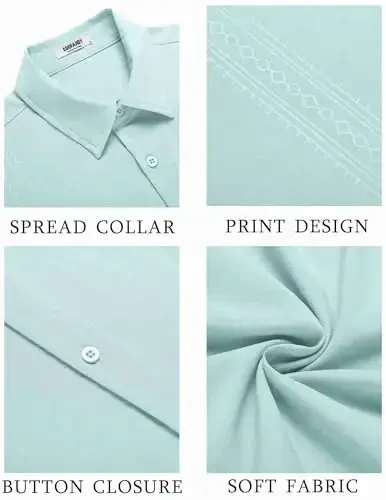 COOFANDY Men's Cuban Guayabera Shirt Short Sleeve Button Down Shirts Casual Summer Beach Shirts - 5