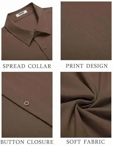 COOFANDY Men's Cuban Guayabera Shirt Short Sleeve Button Down Shirts Casual Summer Beach Shirts - 5
