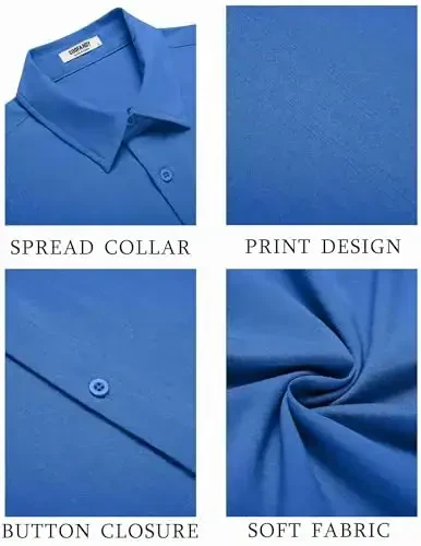 COOFANDY Men's Cuban Guayabera Shirt Short Sleeve Button Down Shirts Casual Summer Beach Shirts - 5