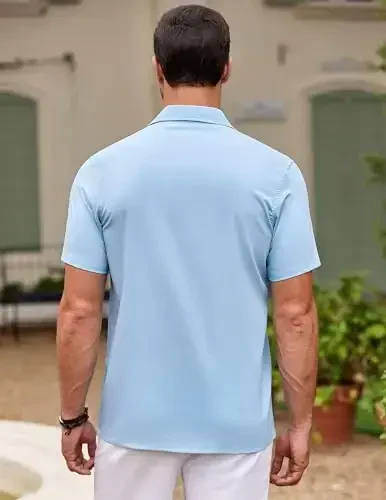 COOFANDY Men's Cuban Guayabera Shirt Short Sleeve Button Down Shirts Casual Summer Beach Shirts - 6