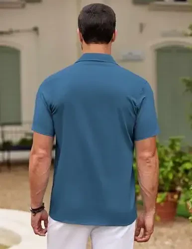COOFANDY Men's Cuban Guayabera Shirt Short Sleeve Button Down Shirts Casual Summer Beach Shirts - 6