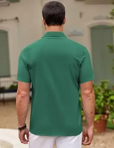 COOFANDY Men's Cuban Guayabera Shirt Short Sleeve Button Down Shirts Casual Summer Beach Shirts - 6