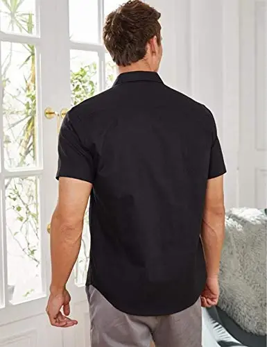 COOFANDY Mens Cuban Guayabera Shirt Short Sleeve Linen Button Down Shirts Casual Summer Beach Tops - 3