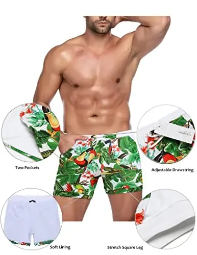 COOFANDY Men's Swimsuit Camo Quick Dry Mens Swimming Shorts Trunks with Pockets - 4