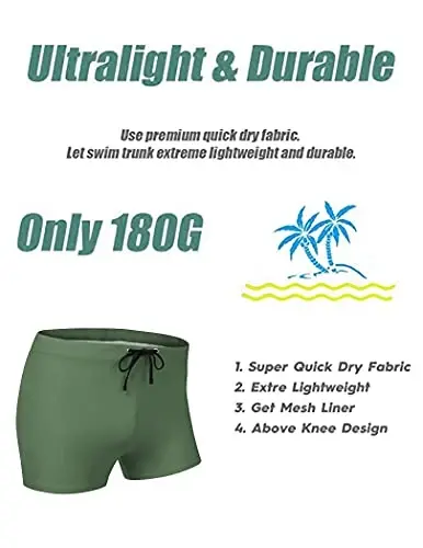 COOFANDY Mens Swim Briefs Square Cut Swim Trunk Swimming Short Swimwear Boardshort S-XXL - 5
