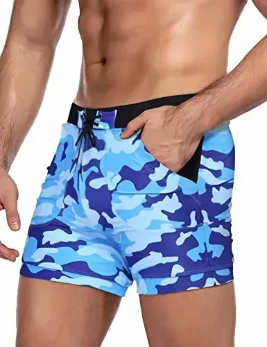 COOFANDY Men's Swimsuit Camo Quick Dry Mens Swimming Shorts Trunks with Pockets - 3
