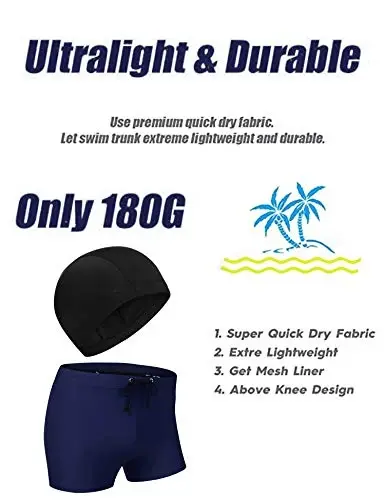 COOFANDY Mens Swim Briefs Square Cut Swim Trunk Swimming Short Swimwear Boardshort S-XXL - 5