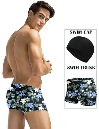 COOFANDY Mens Swim Briefs Square Cut Swim Trunk Swimming Short Swimwear Boardshort S-XXL - 2