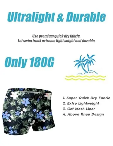 COOFANDY Mens Swim Briefs Square Cut Swim Trunk Swimming Short Swimwear Boardshort S-XXL - 5