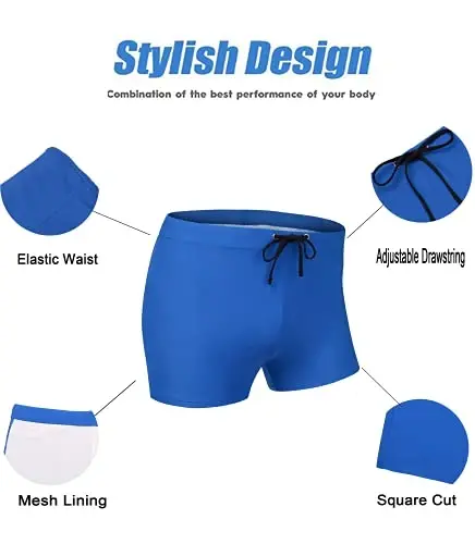 COOFANDY Swim Trunks for Men Sexy Swim Brief Square Leg Swimsuit Swimming Short Bathing Suit with Pocket S-XXL - 4