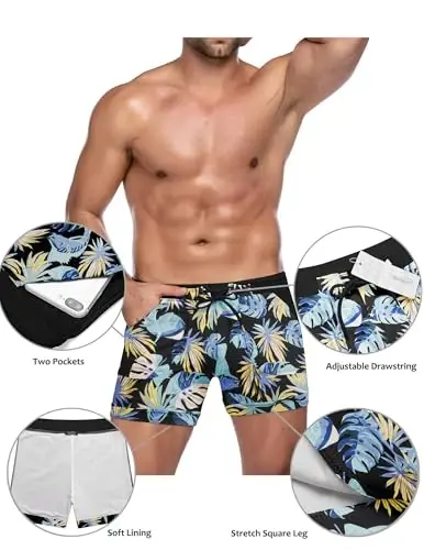 COOFANDY Men's Swimsuit Camo Quick Dry Mens Swimming Shorts Trunks with Pockets - 3