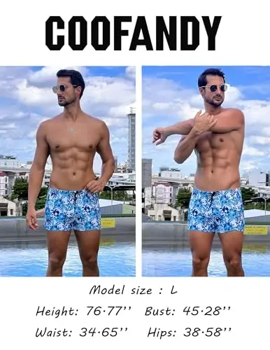 COOFANDY Swim Trunks for Men Sexy Swim Brief Square Leg Swimsuit Swimming Short Bathing Suit with Pocket S-XXL - COOFANDY
