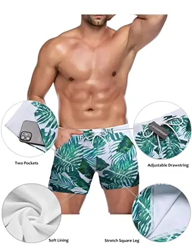 COOFANDY Men's Swimsuit Camo Quick Dry Mens Swimming Shorts Trunks with Pockets - 3