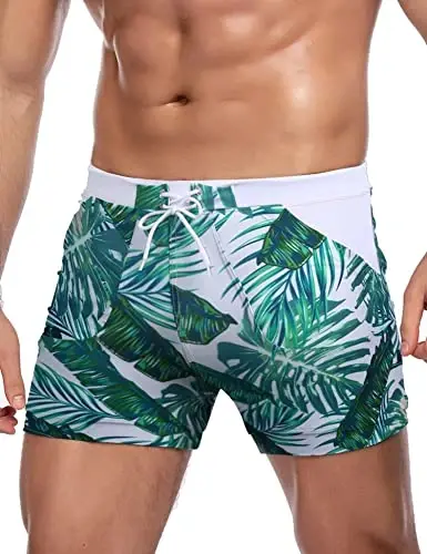 COOFANDY Men's Swimsuit Camo Quick Dry Mens Swimming Shorts Trunks with Pockets 
