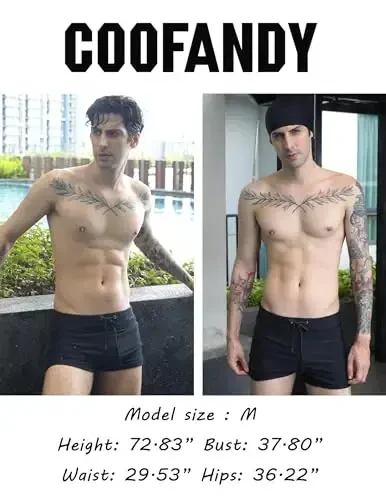 COOFANDY Mens Swim Briefs Square Cut Swim Trunk Swimming Short Swimwear Boardshort S-XXL - COOFANDY