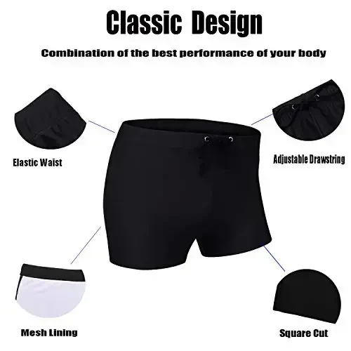 COOFANDY Mens Swim Briefs Square Cut Swim Trunk Swimming Short Swimwear Boardshort S-XXL - 5