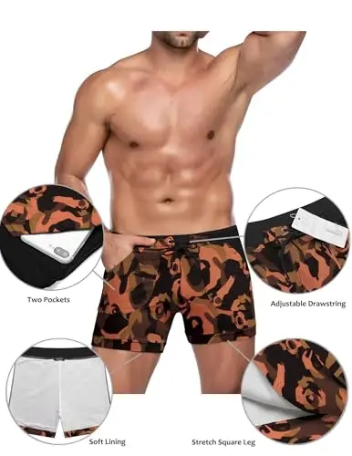 COOFANDY Swim Trunks for Men Sexy Swim Brief Square Leg Swimsuit Swimming Short Bathing Suit with Pocket S-XXL - 3