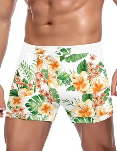 COOFANDY Swim Trunks for Men Sexy Swim Brief Square Leg Swimsuit Swimming Short Bathing Suit with Pocket S-XXL - COOFANDY
