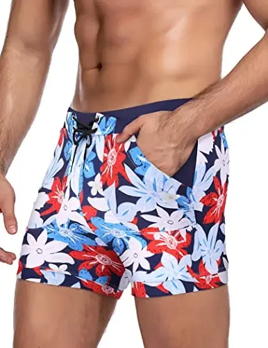 COOFANDY Swim Trunks for Men Sexy Swim Brief Square Leg Swimsuit Swimming Short Bathing Suit with Pocket S-XXL - 3