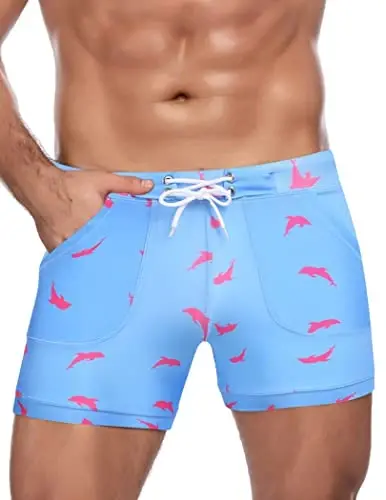 COOFANDY Swim Trunks for Men Sexy Swim Brief Square Leg Swimsuit Swimming Short Bathing Suit with Pocket S-XXL - 2