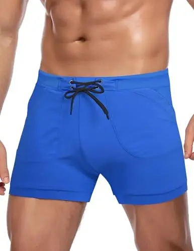 COOFANDY Swim Trunks for Men Sexy Swim Brief Square Leg Swimsuit Swimming Short Bathing Suit with Pocket S-XXL 