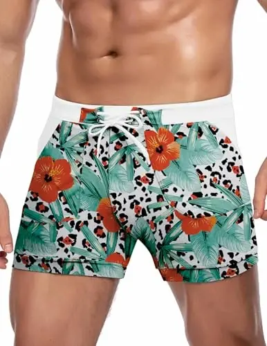 COOFANDY Swim Trunks for Men Sexy Swim Brief Square Leg Swimsuit Swimming Short Bathing Suit with Pocket S-XXL - COOFANDY