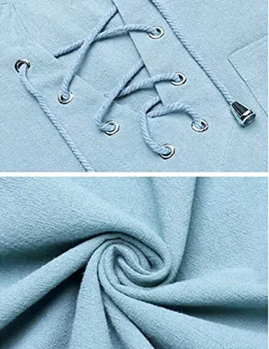 COOFANDY Men's Cotton Linen Tank Top Shirts Casual Sleeveless Lace Up Beach Hippie Tops Bohemian Renaissance Pirate Tunic - 6