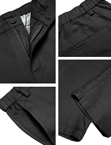 COOFANDY Men's Cotton Linen Pants Elastic Waist Lightweight Casual Pants Relaxed Fit Yoga Beach Pants with Pockets - 5