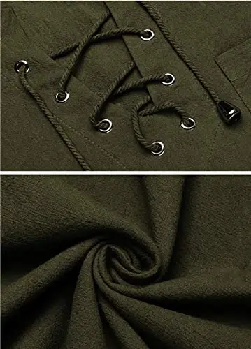 COOFANDY Men's Cotton Linen Tank Top Shirts Casual Sleeveless Lace Up Beach Hippie Tops Bohemian Renaissance Pirate Tunic - 6