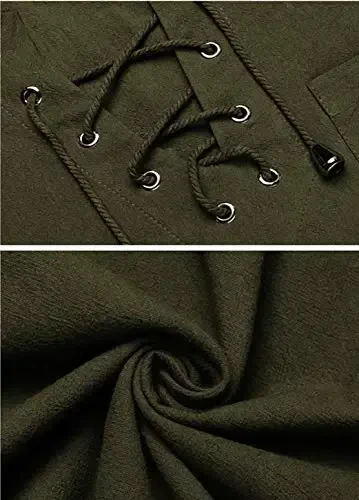 COOFANDY Men's Cotton Linen Tank Top Shirts Casual Sleeveless Lace Up Beach Hippie Tops Bohemian Renaissance Pirate Tunic - 6