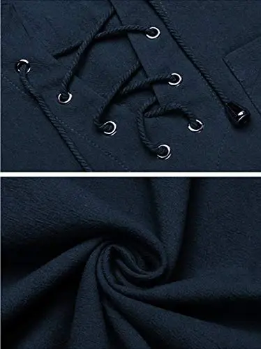 COOFANDY Men's Cotton Linen Tank Top Shirts Casual Sleeveless Lace Up Beach Hippie Tops Bohemian Renaissance Pirate Tunic - 6