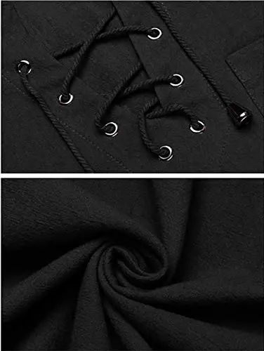 COOFANDY Men's Cotton Linen Tank Top Shirts Casual Sleeveless Lace Up Beach Hippie Tops Bohemian Renaissance Pirate Tunic - 6