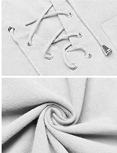 COOFANDY Men's Cotton Linen Tank Top Shirts Casual Sleeveless Lace Up Beach Hippie Tops Bohemian Renaissance Pirate Tunic - 6