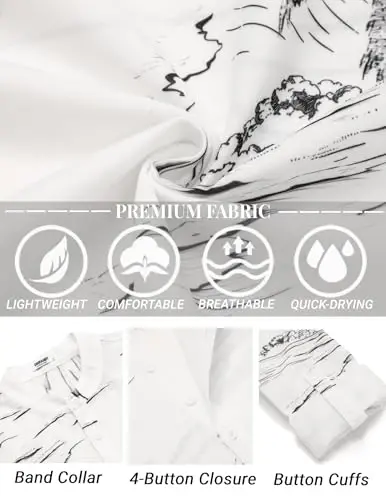 COOFANDY Men's Cotton Linen Henley T-Shirt Long Sleeve Hippie Casual Beach T-Shirts - 5