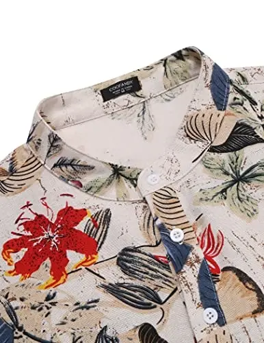 COOFANDY Men's Cotton Linen Henley T-Shirt Long Sleeve Hippie Casual Beach T-Shirts - 6