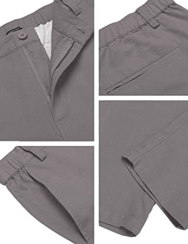 COOFANDY Men's Cotton Linen Pants Elastic Waist Lightweight Casual Pants Relaxed Fit Yoga Beach Pants with Pockets - 5