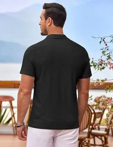 COOFANDY Mens Beach Shirt Short Sleeve Button Down Shirts Casual Cuban Collared Summer Vacation Tropical Shirts - 4