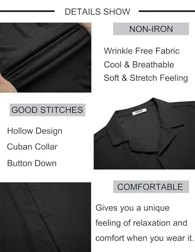 COOFANDY Mens Beach Shirt Short Sleeve Button Down Shirts Casual Cuban Collared Summer Vacation Tropical Shirts - 5