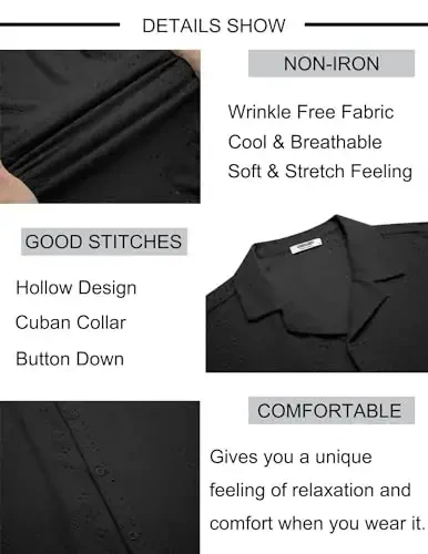 COOFANDY Mens Beach Shirt Short Sleeve Button Down Shirts Casual Cuban Collared Summer Vacation Tropical Shirts - 5