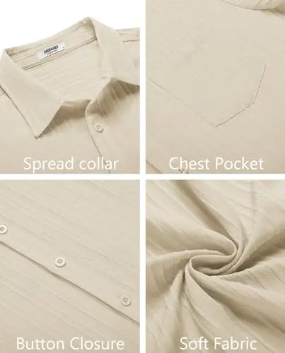 COOFANDY Mens Beach Shirt Short Sleeve Button Down Shirts Casual Cuban Collared Summer Vacation Tropical Shirts - 5