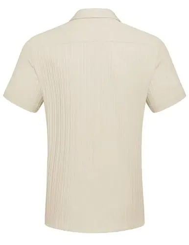 COOFANDY Mens Beach Shirt Short Sleeve Button Down Shirts Casual Cuban Collared Summer Vacation Tropical Shirts - 6