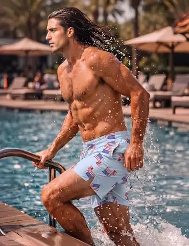COOFANDY Men Swim Trunk with Compression Liner 2 in 1 Swimwear Bathing Suit Quick Dry Board Short - 4