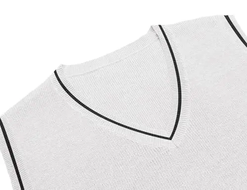 COOFANDY Erkek Süveter Yelek V Yaka Kolsuz Süveter Slim Fit Günlük Örme Kazak - 5