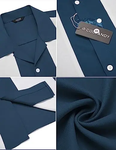 COOFANDY Men's Vintage Bowling Shirt Short Sleeve Button Down Summer Cuba Beach Shirts - 5