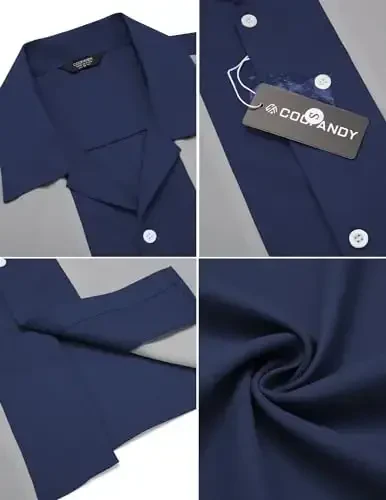 COOFANDY Men's Vintage Bowling Shirt Short Sleeve Button Down Summer Cuba Beach Shirts - 5