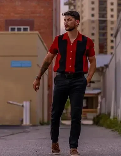 COOFANDY Men's Vintage Bowling Shirt Short Sleeve Button Down Summer Cuba Beach Shirts - 3